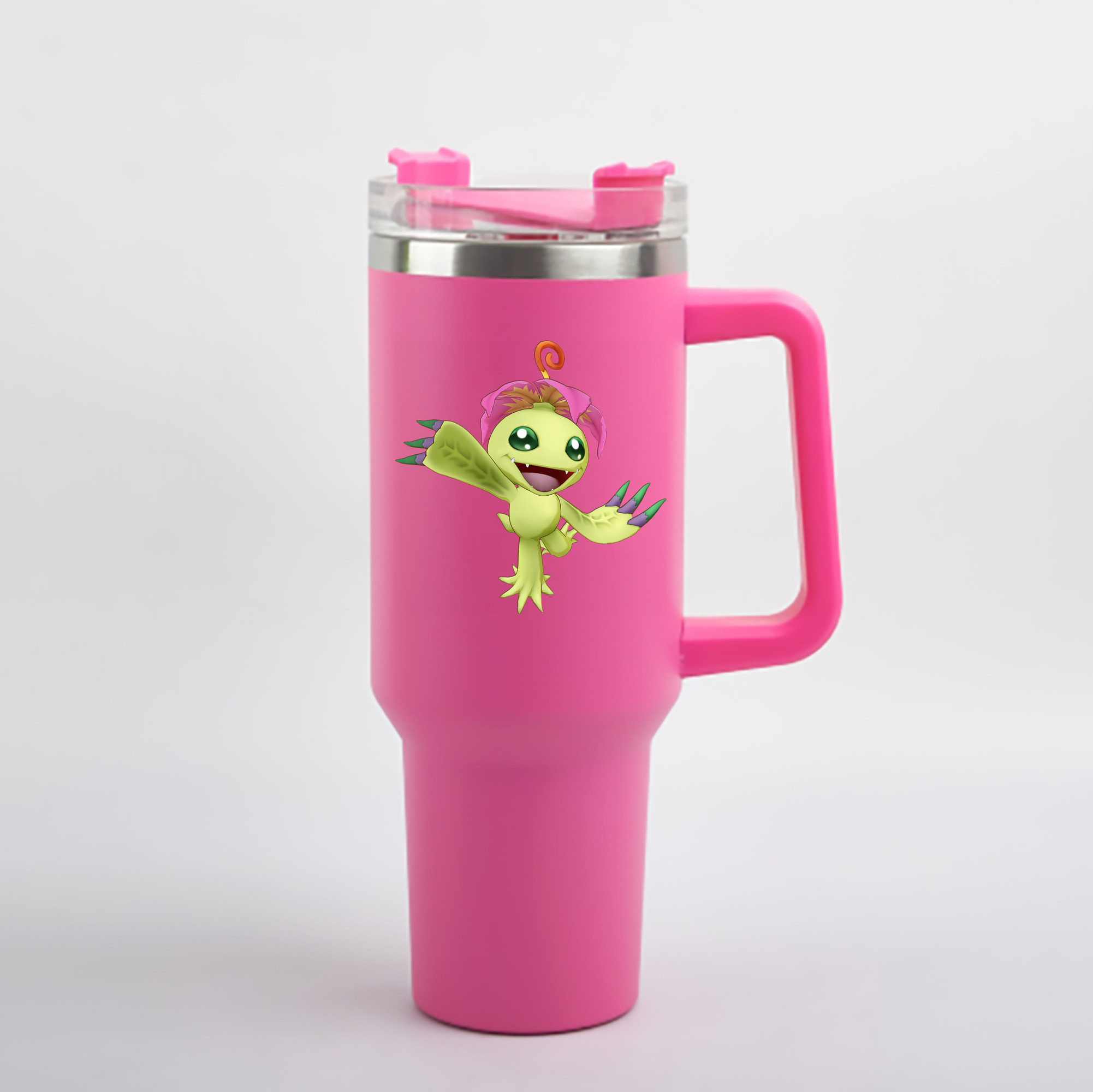 （画像用） Digimon デジタルモンスター/デジモン 1200mL車用タンブラー - クリスタルステッカー（プラスチックストロー付き）